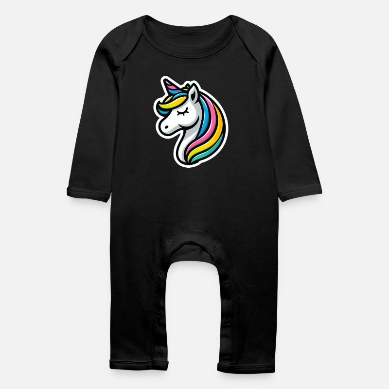 Licorne Bande Dessinée Dormir - Grenouillère bio Bébé - noir