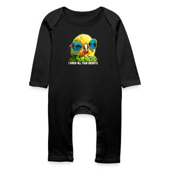 Je connais tous tes secrets Funny Budgie - Grenouillère bio Bébé - noir - Devant