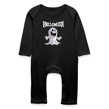 Halloween, Ghost, Celebrate Halloween - Baby Organic Romper - black - Front