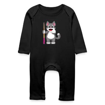 Queue de billard pour chat - Grenouillère bio Bébé - noir - Devant