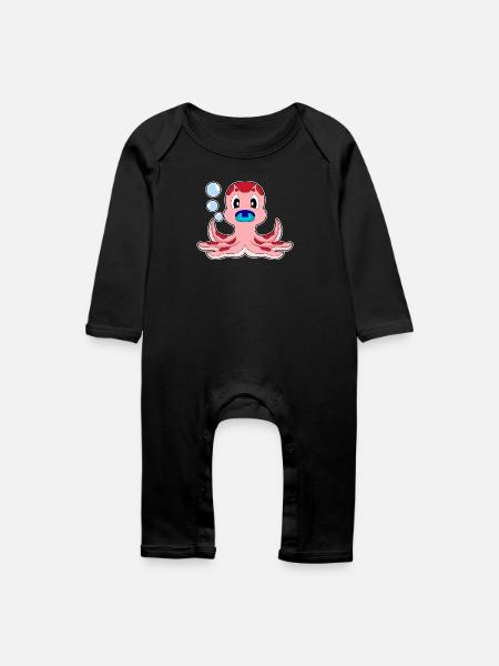 Krake Baby Schnuller - Baby Bio Strampler - Schwarz