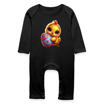 Poussins de Pâques avec oeuf - Grenouillère bio Bébé - noir - Devant