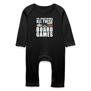 Board Games Funny Saying - Baby Organic Romper - black - Front