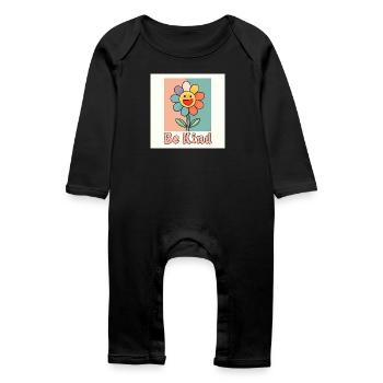 Be Kind - Fleur souriante colorée avec message positif - Grenouillère bio Bébé - noir - Devant
