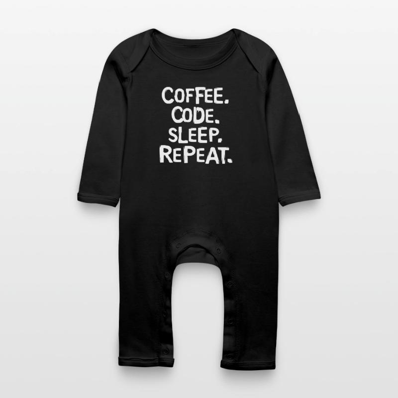 Coffee Code Sleep - Répéter le travail du programmeur Grenouillère bio Bébé