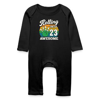 Rouler en 23 avec une boule de bowling - Grenouillère bio Bébé - noir - Devant