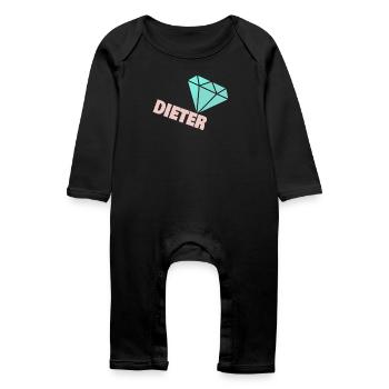 Funkelnder Diamant mit Dieter - Baby Bio Strampler - Schwarz - Vorne