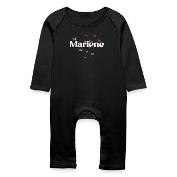 Beautiful girl's name with butterflies MARLENE - Baby Organic Romper - black - Front