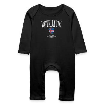 Reykjavik, Islande, souvenir de Reykjavik - Grenouillère bio Bébé - noir - Devant