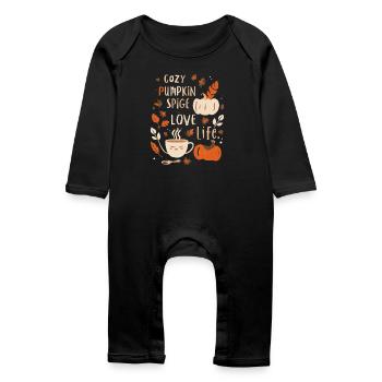 Citrouille automnale Cozy Print Pumpkin Design - Grenouillère bio Bébé - noir - Devant