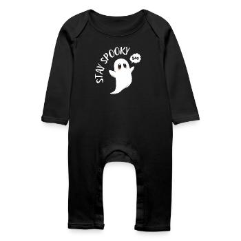 Little Haunted Ghost Cartoon - Baby Organic Romper - black - Front