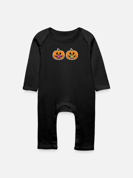 Pumpkin pacifier grimaces - Baby Organic Romper - black