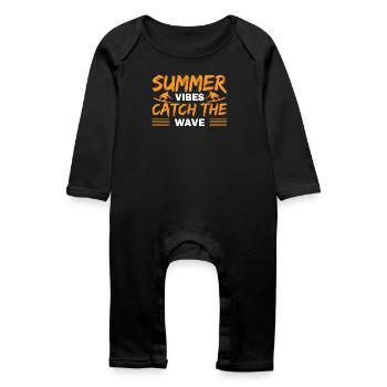 Summer catch the wave - Baby Organic Romper - black - Front