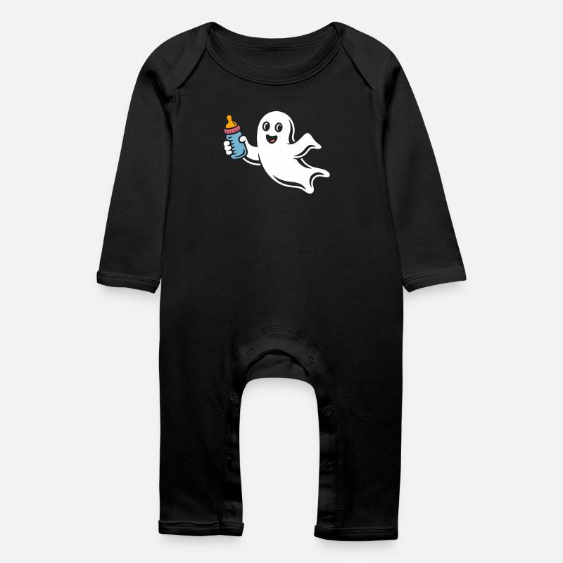 Fröhlicher Geist mit Fläschchen - Baby Bio Strampler - Schwarz