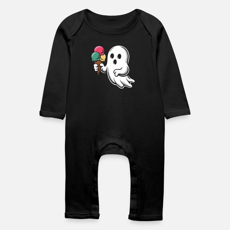 Geist mit Eiscreme - Baby Bio Strampler - Schwarz