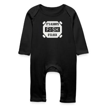 It's Always Fish O'Clock Fishing Design - Baby Organic Romper - black - Front