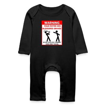 Safety warning t - Baby Organic Romper - black - Front