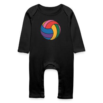 Volley-ball coloré pour les amateurs de sport - Grenouillère bio Bébé - noir - Devant