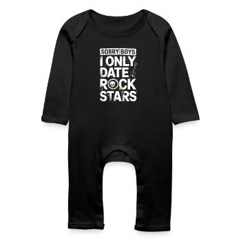 Festival Sorry Boys I Only Date Rock Stars Groupie - Baby Organic Romper - black - Front