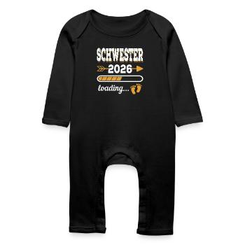 Soeur 2026 Chargement Cadeau Grande Soeur - Grenouillère bio Bébé - noir - Devant