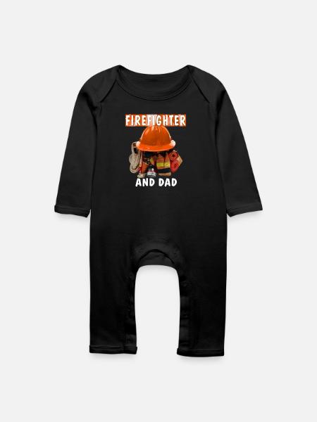FIREFIGHTER AND DAD - Baby Bio Strampler - Schwarz