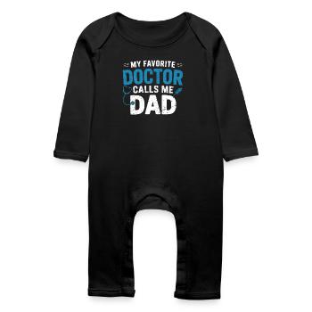Meine Lieblingsdoktor ruft Papa - Baby Bio Strampler - Schwarz - Vorne