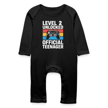 Level 2 Unlocked Birthday Gamer - Baby Organic Romper - black - Front