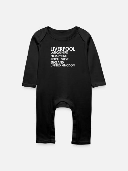Liverpool – England Textdesign - Baby Bio Strampler - Schwarz