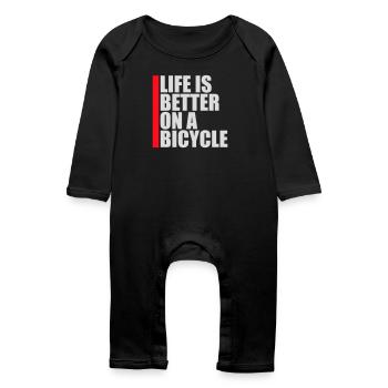 La vie est meilleure à vélo. Cyclisme Sport - Grenouillère bio Bébé - noir - Devant