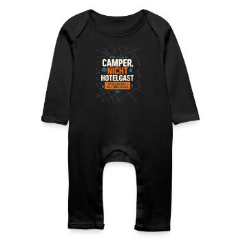 Camper not hotel guest, pitch fan - Baby Organic Romper - black - Front