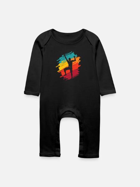 Klettern Berge Retro Kletterer Bouldern - Baby Bio Strampler - Schwarz