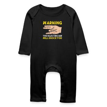 Warning This Electrician Will Shock You Gift Art - Baby Organic Romper - black - Front
