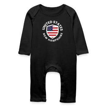 New Hampshire Shield with American Flag - Baby Organic Romper - black - Front