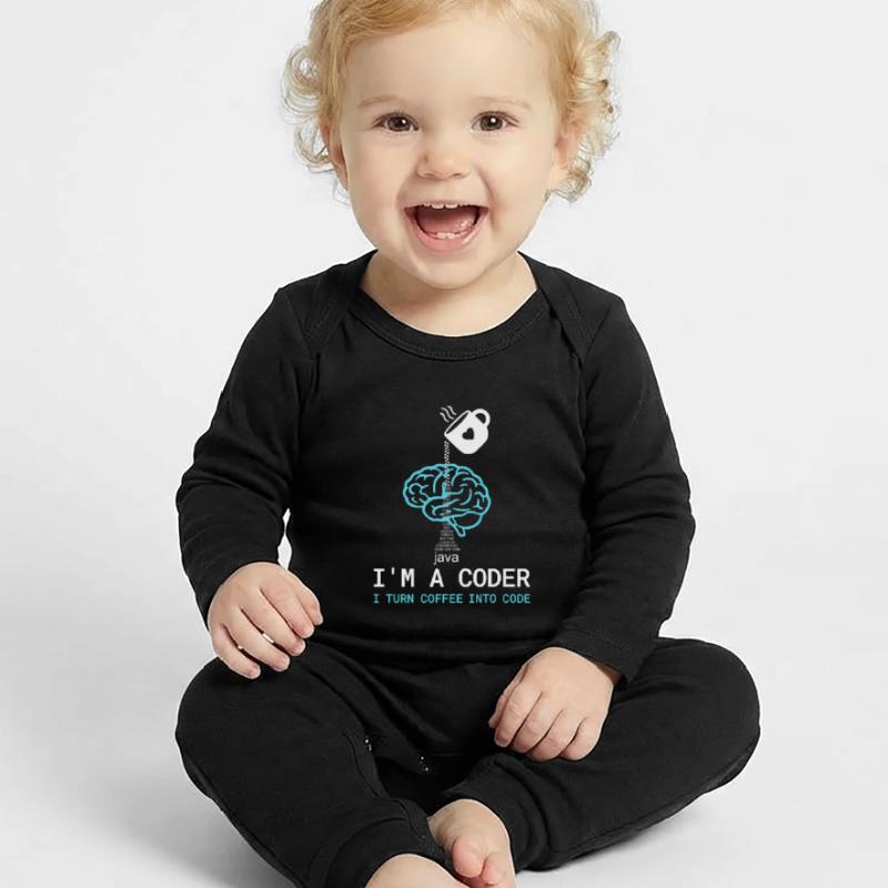 T-shirt Coder : Du café dans le code – Nerdy Programmie Grenouillère bio Bébé