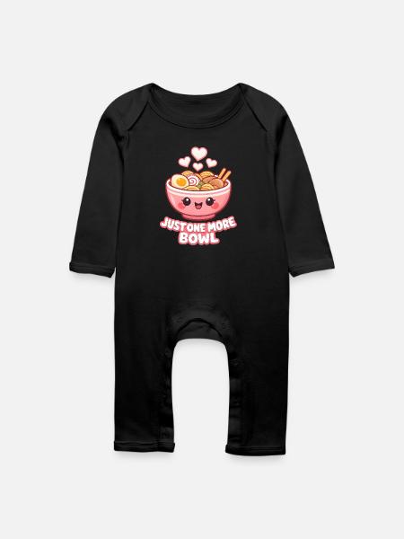 Kawaii Ramen Bowl - Baby Bio Strampler - Schwarz