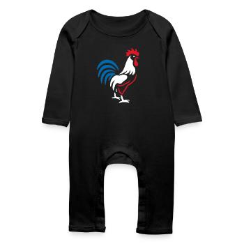 Coq vibrant bleu rouge - Grenouillère bio Bébé - noir - Devant