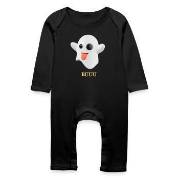 Fantôme duveteux à la langue - Grenouillère bio Bébé - noir - Devant