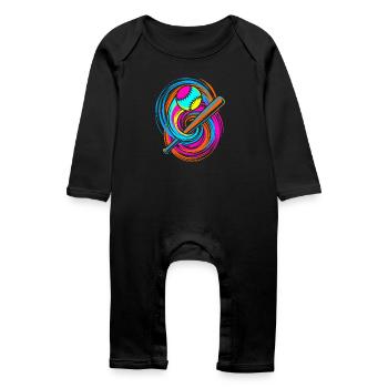 Batte de baseball et balle - Grenouillère bio Bébé - noir - Devant