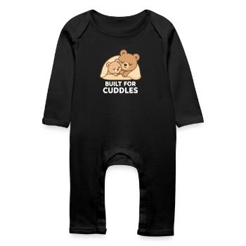 Two Bears to Cuddle – Built for Cuddles - Baby Organic Romper - black - Front