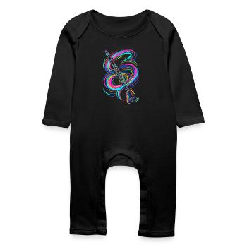 Clarinette colorée - Grenouillère bio Bébé - noir - Devant