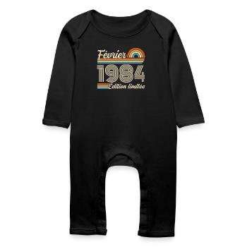 Born in February 1984 | 42nd Anniversary - Baby Organic Romper - black - Front