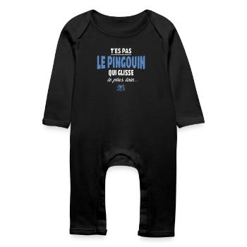 T'es pas le pingouin qui glisse le plus loin - Grenouillère bio Bébé - noir - Devant
