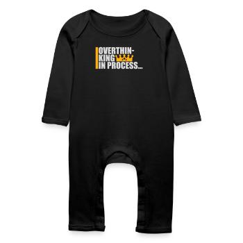 Overthinking In Process Funny Brooding Saying Logo - Baby Organic Romper - black - Front