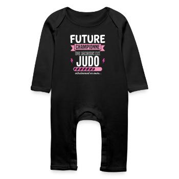 Future Judo Judoka Champion - Baby Organic Romper - black - Front