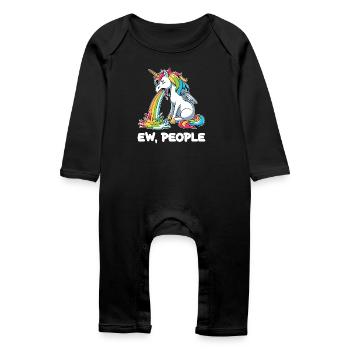 Rainbow Unicorn Spits Rainbow - Baby Organic Romper - black - Front