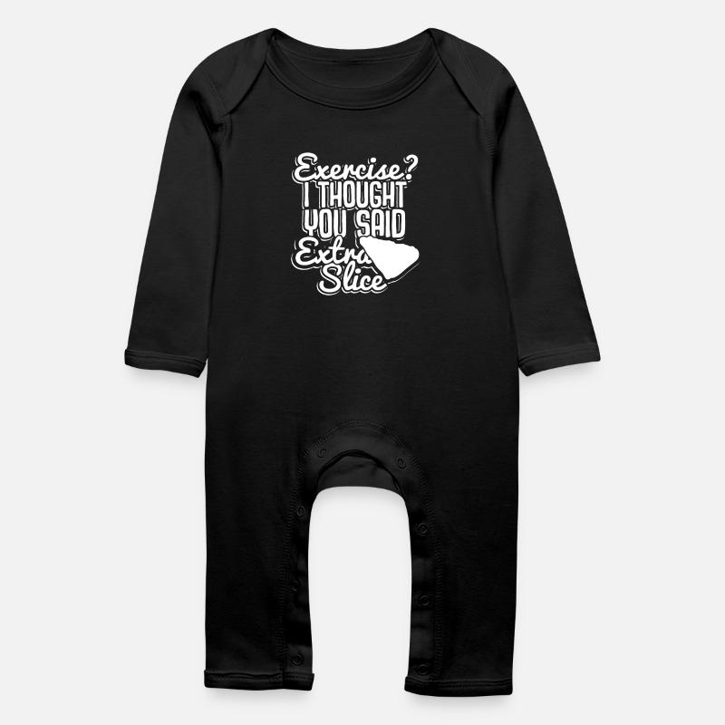Exercise? Extra Slice Pizza Pun Tee - Baby Organic Romper - black