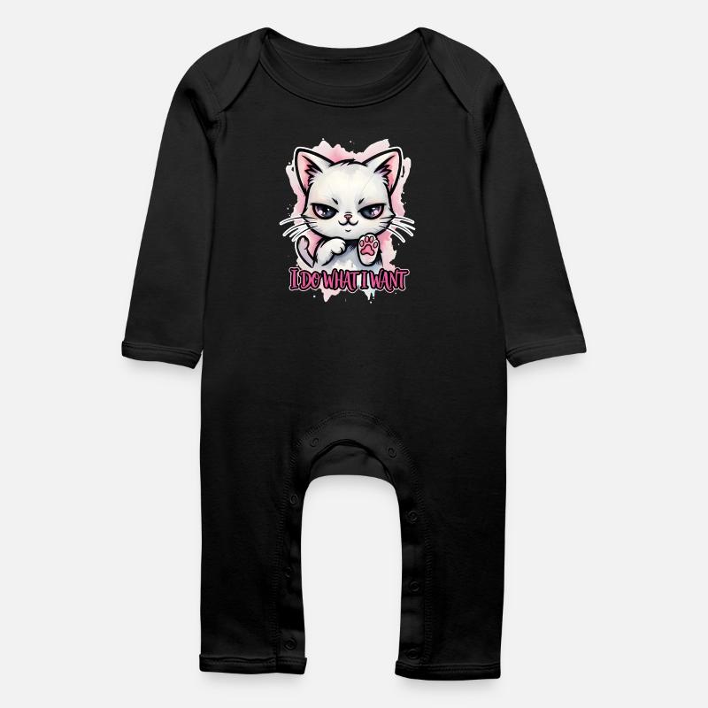 Freche Katze I Do What I Want - Baby Bio Strampler - Schwarz