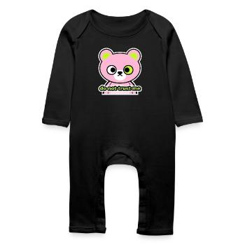 Neon Rebel Bear – Do Not Trust Me - Baby Organic Romper - black - Front
