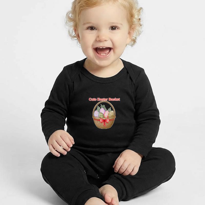 Cute Easter Basket Shirt – Easter Eggs Tee Baby Organic Romper