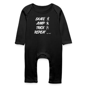 Skate Jump Trick Wiederholung - Baby Bio Strampler - Schwarz - Vorne